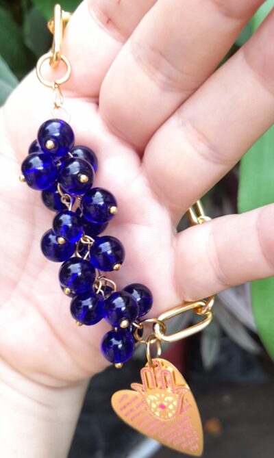 PULSERA OJO DE GATO AZUL, Y ZAMAK DORADO - Imagen 2