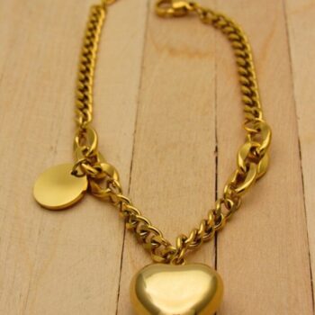 PULSERA CADENA CORAZON RELLENO