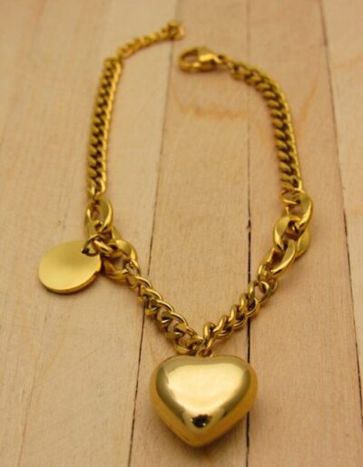 PULSERA CADENA CORAZON RELLENO